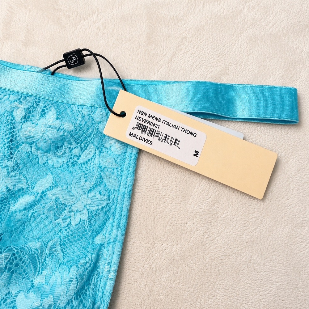 COSABELLA Never Say Never Men's Italian Thong Maldives Blue‎ Lace - Size M / NWT - Picture 3 of 8